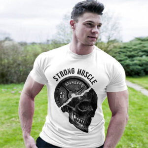 Фитнес тениска Strong Muscle - бяла