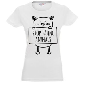 Stop Eating Animals - Тениска за вегани и вегетарианци